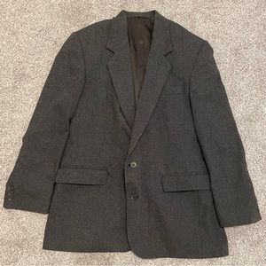 Gallery By Haggar Men's Size 44 Gray 2 Button Dress Jacket Sport Coat Blazer